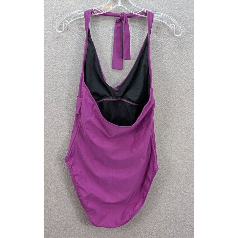 Talbots One Piece Halter‎ Wrap Bust Purple Swimsuit Beach Nylon Stretch Size 10 - Picture 3 of 9